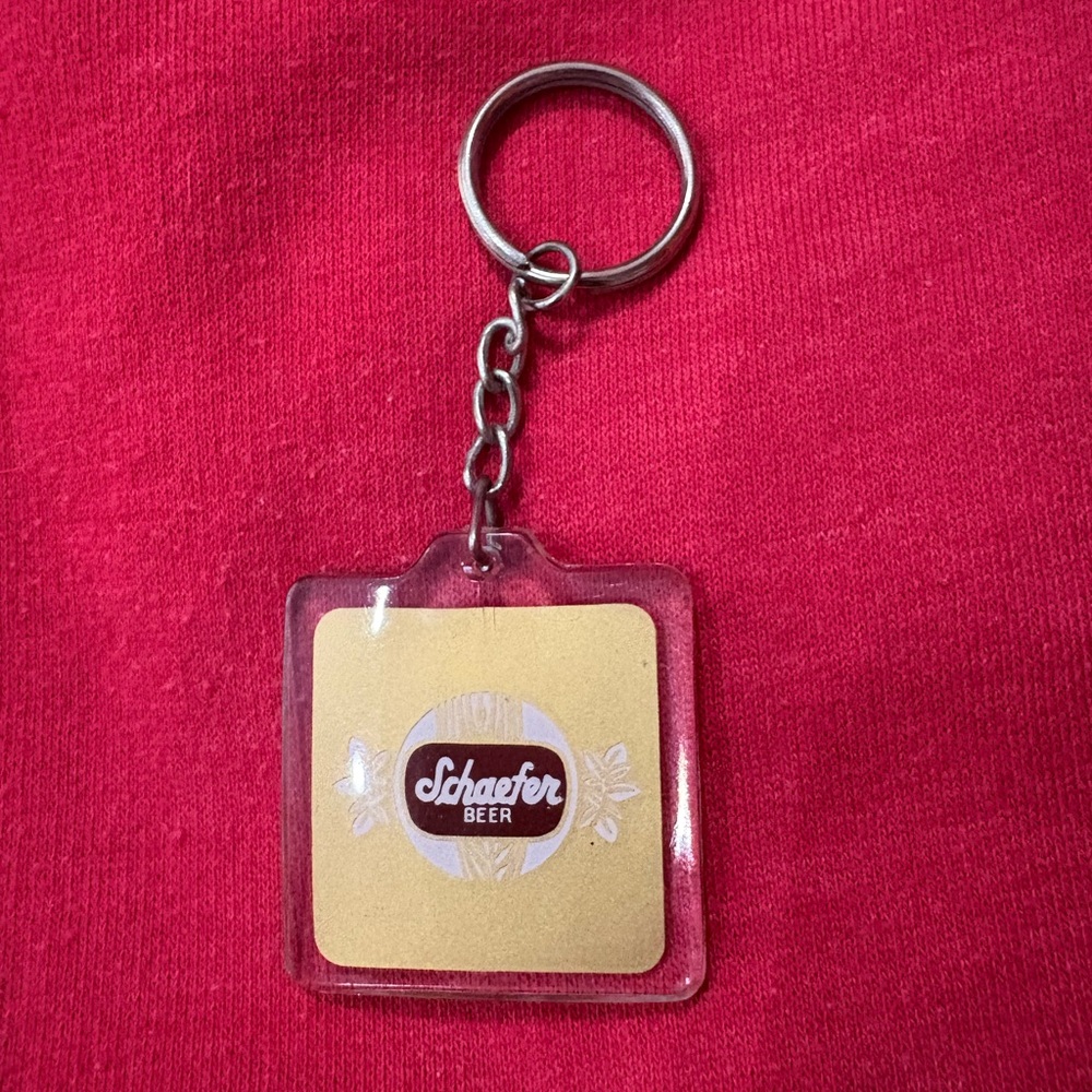 Vintage Schaefer Beer Acrylic Square Collectible Keychain New!